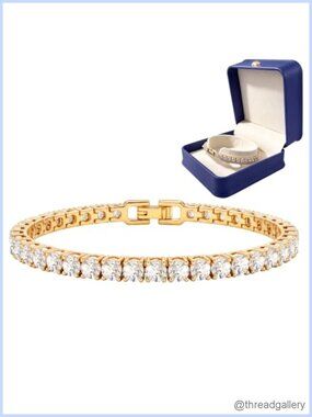 18K Gold Plated Cubic Zirconia Tennis Bracelet for Women 3mm Stackable